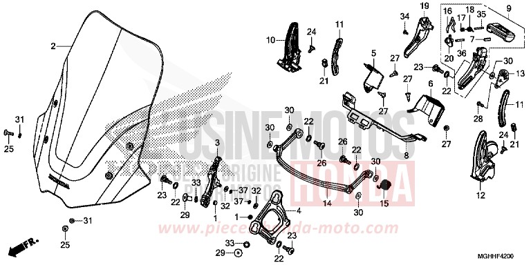 PARE-BRISE von VFR1200X "Crosstourer" DCT CANDY PROMINENCE RED (R342B) von 2017